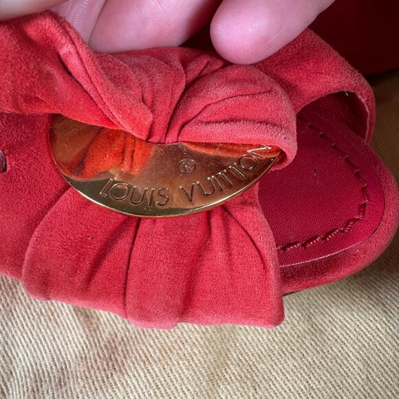 Louis Vuitton Red Suede Catania Peep Toe Platform Pumps Heels Size 38 - Picture 3 of 13